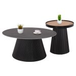 ΣΕΤ 2ΤΜΧ ΤΡΑΠΕΖΙΑ ΣΑΛΟΝΙΟΥ DUNCAN MDF ΚΑΙ ΚΕΡΑΜΙΚΟ TOP Φ80εκ & Φ45εκ