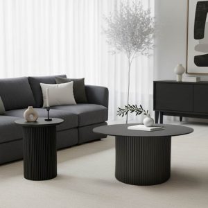 Tραπέζια σαλονιού Dovel mdf σετ 2τεμ. μαύρο