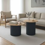 Tραπέζια σαλονιού Dovel mdf σετ 2τεμ. sonoma-μαύρο