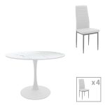 Τραπεζαρία Balou-Parker σετ 5τεμ λευκό Φ100x73εκ