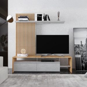 Σύνθετο σαλονιού Neo σε oak-γκρι απόχρωση 190x40x200εκ