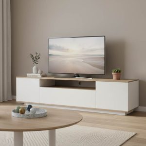 Έπιπλο τηλεόρασης Winey σε sonoma-λευκή απόχρωση 180x44.5x44.5εκ
