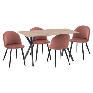 ΣΕΤ ΤΡΑΠΕΖΑΡΙΑΣ 5ΤΜΧ ALARICK MDF TOP-ΒΕΛΟΥΔΟ ΣΑΠΙΟ ΜΗΛΟ & ΜΕΤΑΛΛΟ ΜΑΥΡΟ