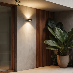 kelvo® AURA KLV- Μοντέρνο Φωτιστικό Τοίχου - Απλίκα LED 7W 875lm 45° AC 220-240V Αδιάβροχο IP65 Θερμό Λευκό 2700K - Bridgelux COB Chip & TÜV SÜD Driver - Μαύρο Ματ - Μ15 x Π13 x Υ4.5cm
