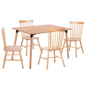 ΣΕΤ ΤΡΑΠΕΖΑΡΙΑΣ 5ΤΜΧ LUCIEN MDF TOP & ΞΥΛΟ ΟΞΙΑΣ ΣΕ ΦΥΣΙΚΟ ΧΡΩΜΑ
