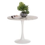 ΤΡΑΠΕΖΙ ΤΡΑΠΕΖΑΡΙΑΣ ROLLO ΣΤΡΟΓΓΥΛΟ WHITE MARBLE Φ90x74Υεκ.