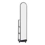 Καθρέπτης τροχήλατος Espero mdf με ράφια σε μαύρη απόχρωση Φ34x170εκ