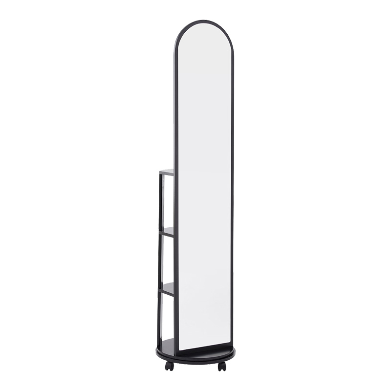 Καθρέπτης τροχήλατος Espero mdf με ράφια σε μαύρη απόχρωση Φ34x170εκ