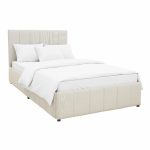 Κρεβάτι Snuggle με αποθηκευτικό χώρο ύφασμα μπεζ 120x200εκ