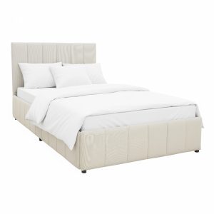 Κρεβάτι Snuggle με αποθηκευτικό χώρο ύφασμα μπεζ 120x200εκ