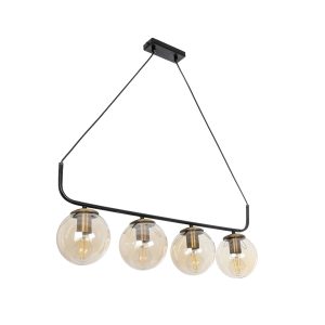 LATTICE Μοντέρνο Κρεμαστό Φωτιστικό Οροφής με Ντουί 4 x E27 AC 220-240V IP20 - Μαύρο & Μπρούτζινο - Μ78 x Π15 x Υ81cm