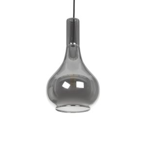 ΤΟΝΕ Μοντέρνο Κρεμαστό Φωτιστικό Οροφής με Ντουί 1 x E27 AC 220-240V IP20 - Μαύρο Φιμέ - Μ20 x Π20 x Υ36cm