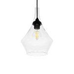 TORU Μοντέρνο Κρεμαστό Φωτιστικό Οροφής με Ντουί 1 x E27 AC 220-240V IP20 - Διάφανο - Μ20 x Π20 x Υ31cm