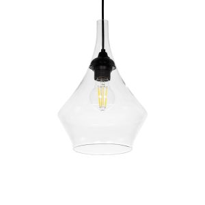 TORU Μοντέρνο Κρεμαστό Φωτιστικό Οροφής με Ντουί 1 x E27 AC 220-240V IP20 - Διάφανο - Μ20 x Π20 x Υ31cm