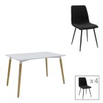 Τραπεζαρία Natali-Noor σετ 5τεμ MDF γκρι-λευκό-πόδια φυσικό 120x80x76εκ