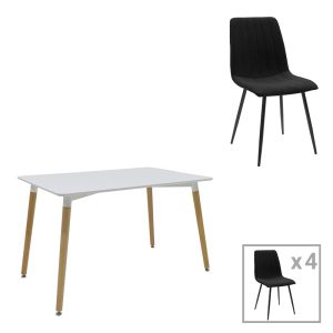 Τραπεζαρία Natali-Noor σετ 5τεμ MDF γκρι-λευκό-πόδια φυσικό 120x80x76εκ