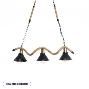 TYMEN Boho Κρεμαστό Φωτιστικό Οροφής Μαύρο & Μπεζ