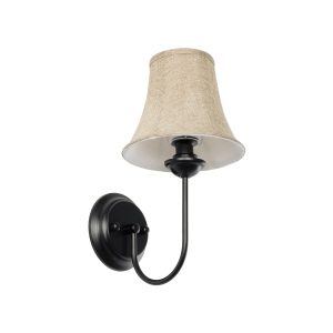 SHELLY Vintage Φωτιστικό Τοίχου - Απλίκα με Ντουί 1 x E27 AC 220-240V IP20 - Μαύρο & Μπεζ - Μ13 x Π18 x Υ34cm