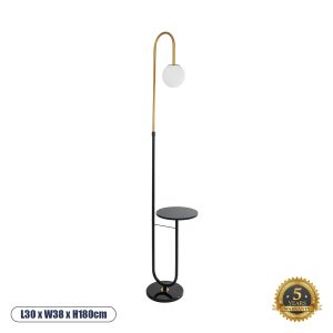 CORDELIA Μοντέρνο Επιδαπέδιο Φωτιστικό με Ντουί 1 x E27 AC 220-240V IP20 - Μαύρο & Χρυσό - Μ30 x Π38 x Υ180cm