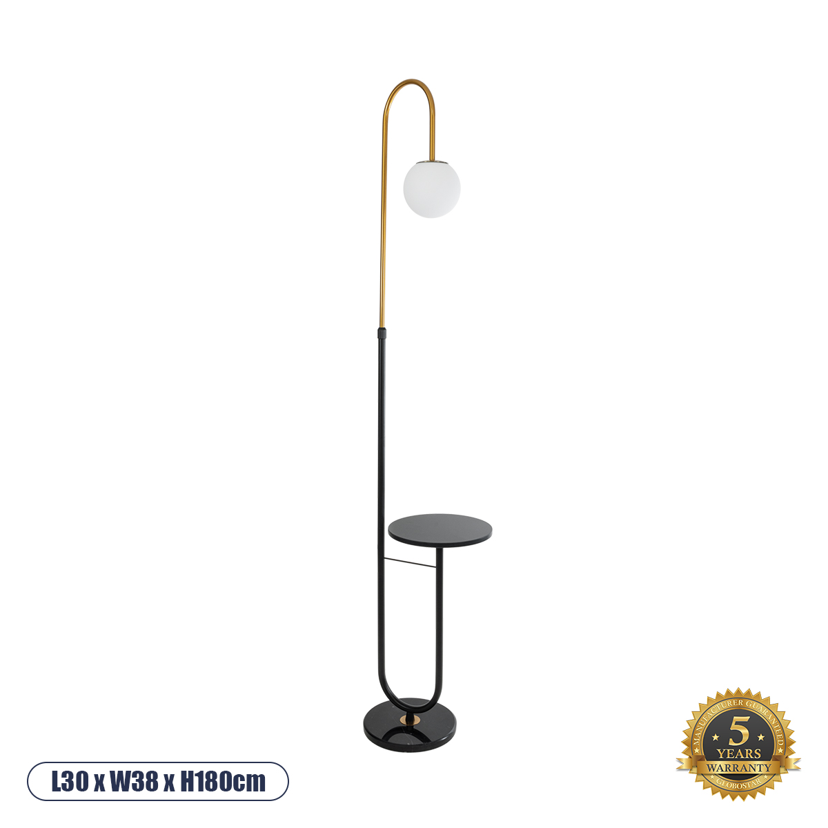 CORDELIA Μοντέρνο Επιδαπέδιο Φωτιστικό με Ντουί 1 x E27 AC 220-240V IP20 - Μαύρο & Χρυσό - Μ30 x Π38 x Υ180cm