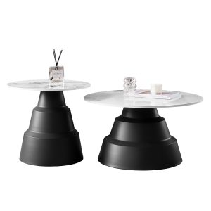 ΣΕΤ 2 ΤΡΑΠΕΖΙΑ ΣΑΛΟΝΙΟΥ LIDOX SINTERED STONE TOP- SNOW WHITE ΧΡΩΜΑ Φ50 & Φ70