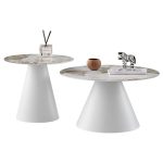 ΣΕΤ 2 ΤΡΑΠΕΖΙΑ ΣΑΛΟΝΙΟΥ RIDGE(X) SINTERED STONE TOPS--ΒΑΣΕΙΣ ΛΕΥΚΕΣ Φ50 & Φ70