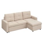 ΓΩΝΙΑΚΟΣ ΚΑΝΑΠΕΣ-ΚΡΕΒΑΤΙ ΑΝΑΣΤΡΕΨΙΜΟΣ SALINO ΜΠΕΖ ΥΦΑΣΜΑ 213x132x87Yεκ