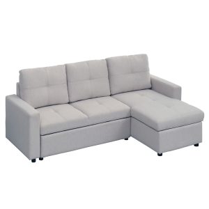 ΓΩΝΙΑΚΟΣ ΚΑΝΑΠΕΣ-ΚΡΕΒΑΤΙ ΑΝΑΣΤΡΕΨΙΜΟΣ SALINO ΓΚΡΙ ΥΦΑΣΜΑ 213x132x87Yεκ