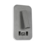 LADY-O Μοντέρνο Φωτιστικό Τοίχου - Απλίκα Ξενοδοχείου Reading Light με Φορτιστή USB 3A LED 10W 1000lm 36° & 360° AC 220-240V IP20 Φυσικό Λευκό 4500K - Bridgelux COB Chip & TÜV SÜD Driver - Γκρι Ματ - Μ10.5 x Π10 x Υ18.5cm