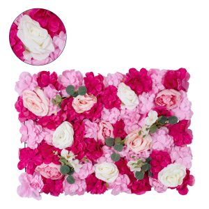 Artificial Garden ROSALIE Τεχνητό Διακοσμητικό Πάνελ Λουλουδιών - Κάθετος Κήπος σύνθεση Ροζαλί Μ60 x Π40 x Υ6cm