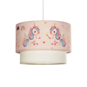 PONY Παιδικό Κρεμαστό Φωτιστικό Οροφής με Ντουί 1 x E27 AC 220-240V IP20 - Ροζ - Μ30 x Π30 x Υ24cm