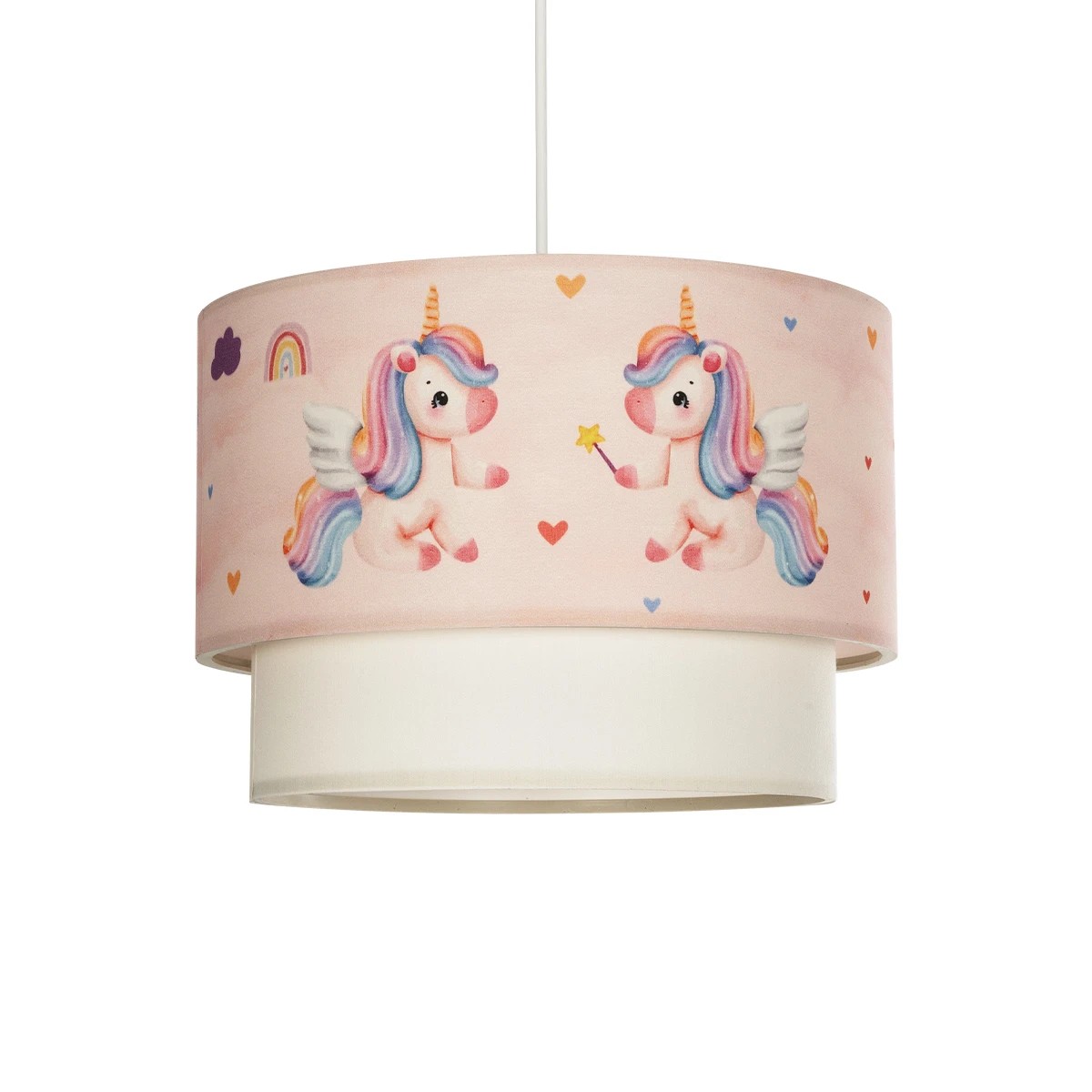 PONY Παιδικό Κρεμαστό Φωτιστικό Οροφής με Ντουί 1 x E27 AC 220-240V IP20 - Ροζ - Μ30 x Π30 x Υ24cm