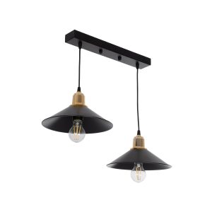 LUCANA Vintage Κρεμαστό Φωτιστικό Οροφής με Ντουί 2 x E27 AC 220-240V IP20 - Μαύρο & Χρυσό - Μ57 x Π25 x Υ26cm