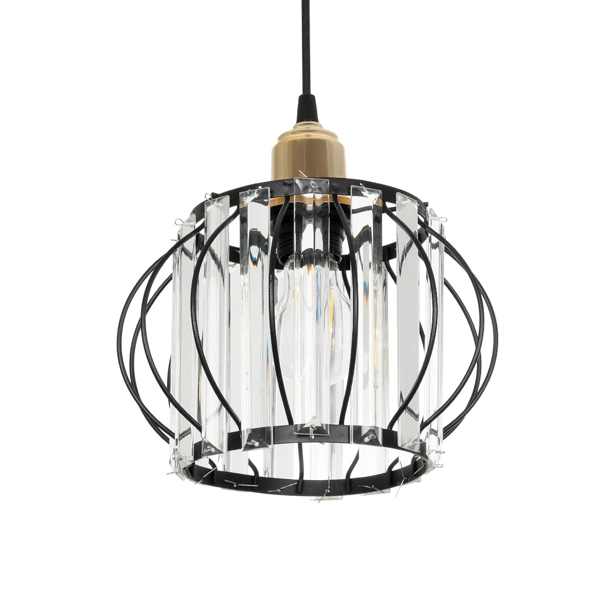 LUCERO Vintage Κρεμαστό Φωτιστικό Οροφής με Ντουί 1 x E27 AC 220-240V IP20 - Μαύρο & Διάφανο - Μ24 x Π24 x Υ24cm