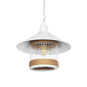GLORA Vintage Κρεμαστό Φωτιστικό Οροφής με Ντουί 1 x E27 AC 220-240V IP20 - Λευκο & Μπεζ - Μ30 x Π30 x Υ29cm