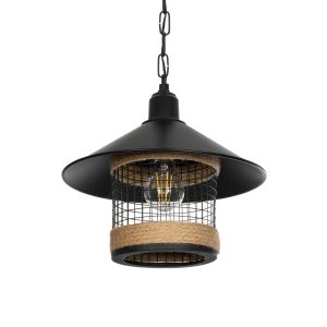 GLORA Vintage Κρεμαστό Φωτιστικό Οροφής με Ντουί 1 x E27 AC 220-240V IP20 - Μαύρο & Μπεζ - Μ30 x Π30 x Υ29cm