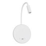 GOOSE Μοντέρνο Φωτιστικό Τοίχου - Απλίκα Ξενοδοχείου Reading Light με Φορτιστή USB 3A LED 6W 600lm 36° & 360° AC 220-240V IP20 Θερμό Λευκό 2700K - CREE XPE & Lumileds SMD Chip - Λευκό Ματ - Μ15.5 x Π15 x Υ30.5cm