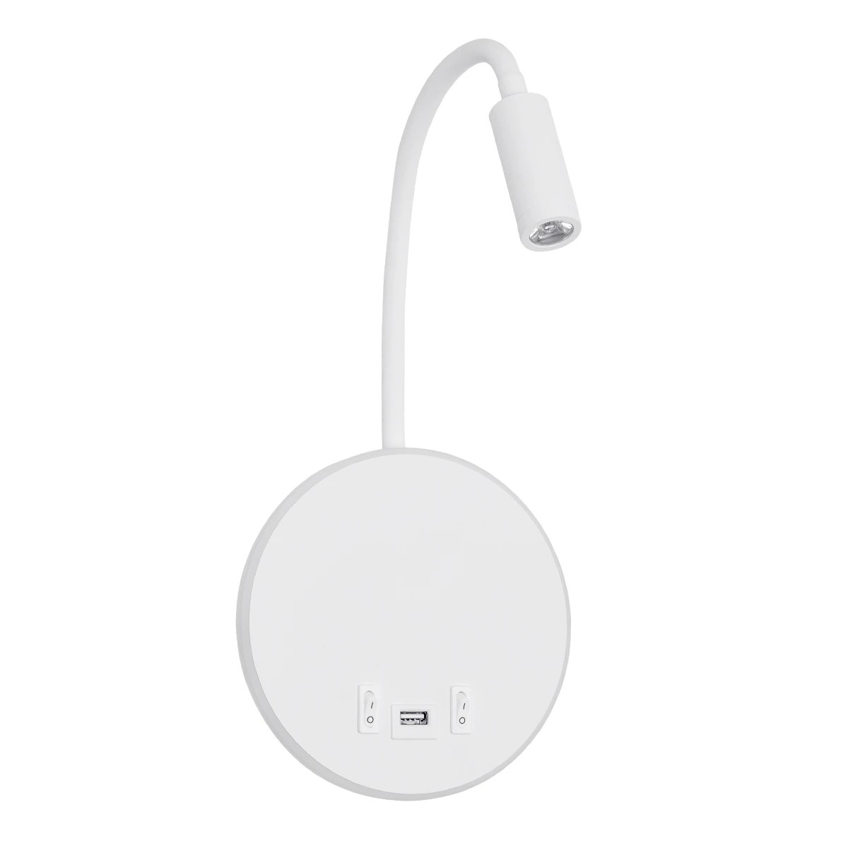 GOOSE Μοντέρνο Φωτιστικό Τοίχου - Απλίκα Ξενοδοχείου Reading Light με Φορτιστή USB 3A LED 6W 600lm 36° & 360° AC 220-240V IP20 Θερμό Λευκό 2700K - CREE XPE & Lumileds SMD Chip - Λευκό Ματ - Μ15.5 x Π15 x Υ30.5cm