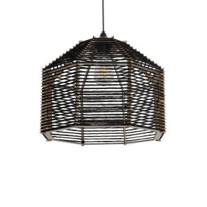 VORK Boho Κρεμαστό Φωτιστικό Οροφής με Ντουί 1 x E27 AC 220-240V IP20 - Μαύρο - M40 x Π40 x Υ36cm