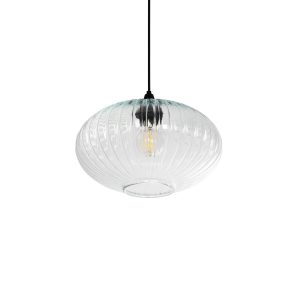 PERA Μοντέρνο Κρεμαστό Φωτιστικό Οροφής με Ντουί 1 x E27 AC 220-240V IP20 - Διάφανο - Μ30 x Π30 x Υ22cm