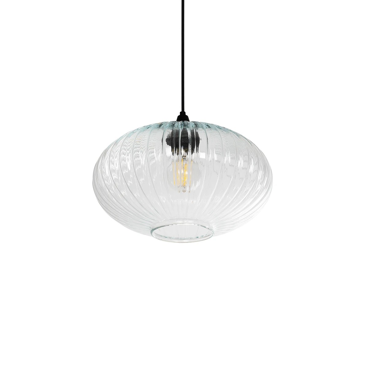 PERA Μοντέρνο Κρεμαστό Φωτιστικό Οροφής με Ντουί 1 x E27 AC 220-240V IP20 - Διάφανο - Μ30 x Π30 x Υ22cm