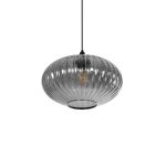 PERA Μοντέρνο Κρεμαστό Φωτιστικό Οροφής με Ντουί 1 x E27 AC 220-240V IP20 - Μαύρο Φιμέ - Μ30 x Π30 x Υ22cm