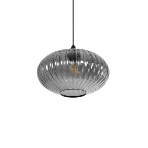 PERA Μοντέρνο Κρεμαστό Φωτιστικό Οροφής με Ντουί 1 x E27 AC 220-240V IP20 - Μαύρο Φιμέ - Μ30 x Π30 x Υ22cm