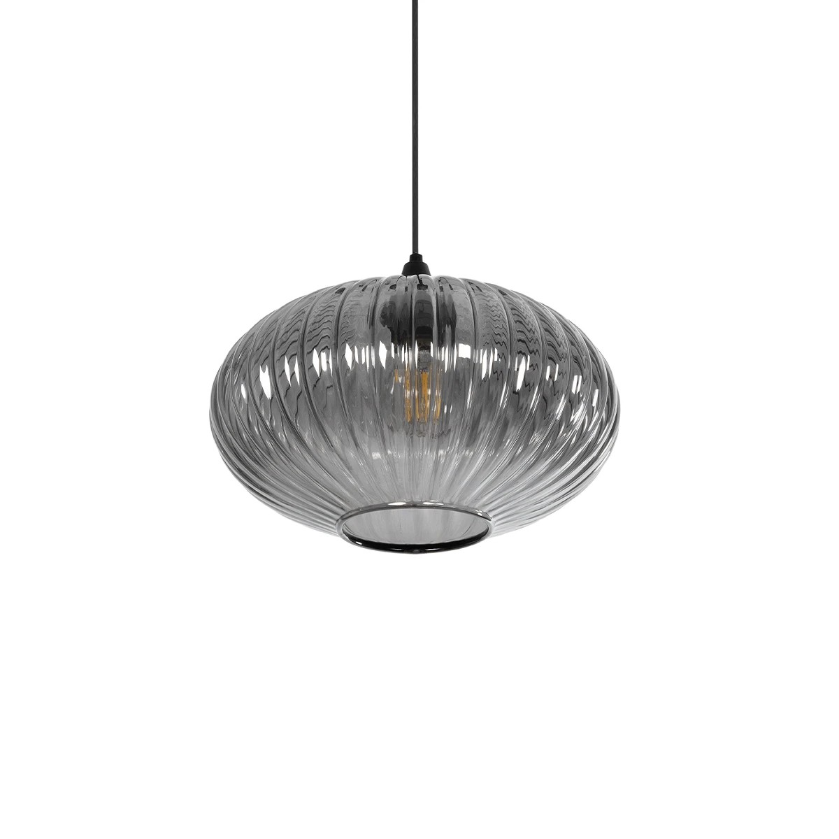 PERA Μοντέρνο Κρεμαστό Φωτιστικό Οροφής με Ντουί 1 x E27 AC 220-240V IP20 - Μαύρο Φιμέ - Μ30 x Π30 x Υ22cm