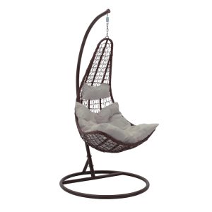 Κούνια Soleil κρεμαστή μέταλλο καφέ-pp καφέ-μαξιλάρι μπεζ 103x83x200εκ