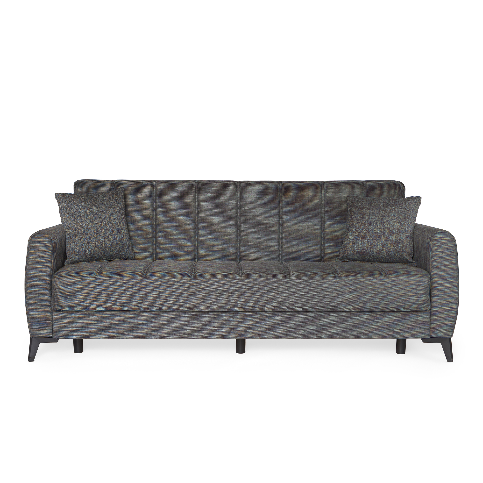 Καναπές-κρεβάτι με αποθηκευτικό χώρο τριθέσιος Milos γκρι ύφασμα 210x78x85 - Image 2