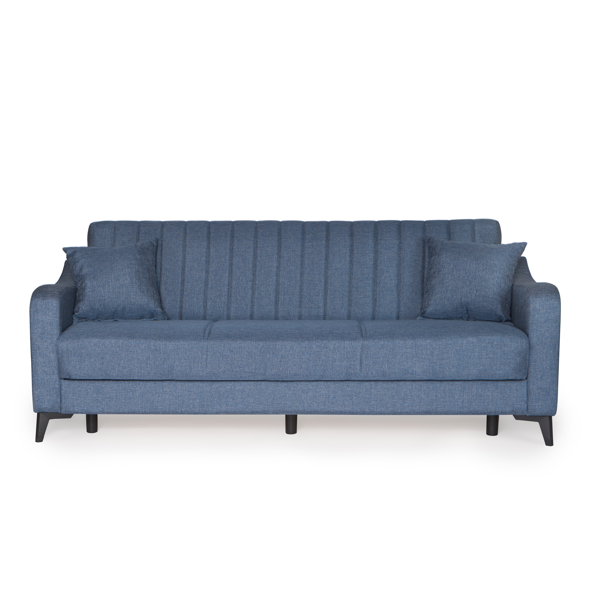 Καναπές-κρεβάτι με αποθηκευτικό χώρο τριθέσιος Rudy γκρι-μπλε ύφασμα 204x78x85 - Image 2