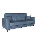 Καναπές-κρεβάτι με αποθηκευτικό χώρο τριθέσιος Anna γκρι-μπλε ύφασμα 227x85x97