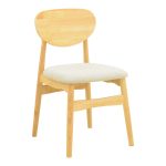 Καρέκλα Cardith rubberwood-plywood σε φυσική απόχρωση-ύφασμα γκρι-μπεζ 48x51x78εκ