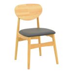 Καρέκλα Cardith rubberwood-plywood σε φυσική απόχρωση-pu μαύρο 48x51x78εκ